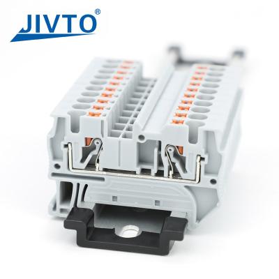 China PT4 Push-in Terminal Strip Plug PT-4 4mm² Cable Connector Electrical Connect Din Rail Screwless Terminal Block PT 4 for sale
