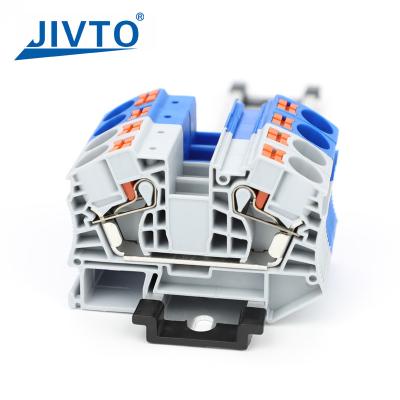 China PT16 Din Rail Push-In Terminal Block, 16mm² Electrical Feed-Through Cable Plug Screwless Terminal Strip Wire Connector for sale