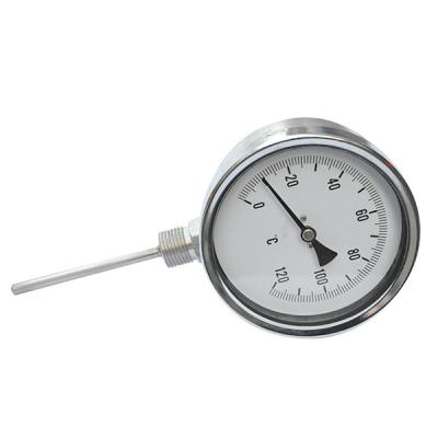 China 4'' 100MM SS Case Industrial Bimetal Thermometer 1/2 NPT Bimetal Strip Thermometer for sale