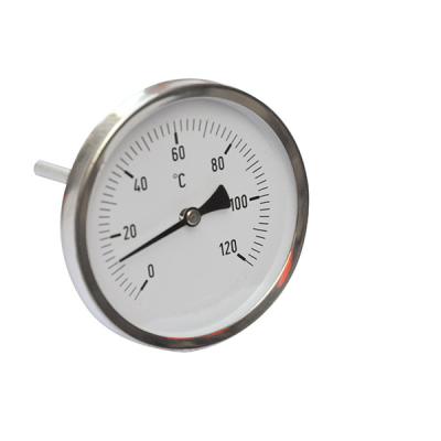 China 4'' 100mm 1/2 BSP Industrial Bimetal Thermometer 120C Back Connection Pressure Gauge for sale