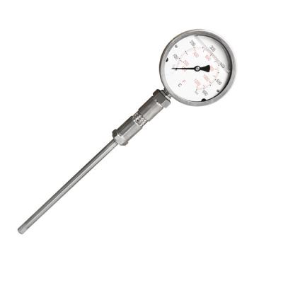 China Stainless Steel 100MM 4'' 650C Glycerine Filled Metal Stem Thermometer 1/2 NPT for sale