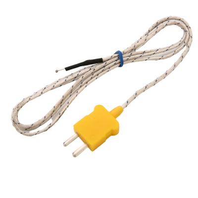 China White Wire 200C Flat Pin 1m K Type Mini Connector Thermocouple 0.4mm for sale
