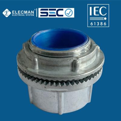 China IEC 61386 Zinc Rigid Water Tight Conduit Hub With Insulated Throat for sale