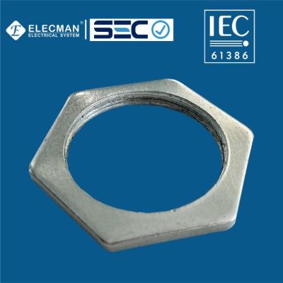 China Steel IEC 61386 Conduit Fittings Rigid Conduit Locknut Hexagonal Type for sale