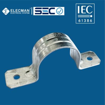 China IEC 61386 Electrical EMT 2 Hole Conduit Strap Zinc Plated Steel for sale