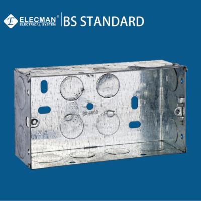 China Galvanized Steel Electrical Metal Switch Box 2 Gang Socket Box BS4662 3x6 for sale