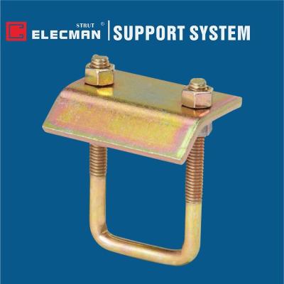 China Industrial Yellow Zinc Plated Steel Strut Channel To Beam Beam Clamp U Bolt for sale