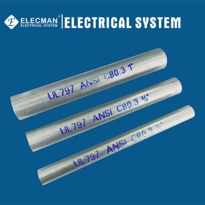China ANSI 80.3 UL797 Gi Electrical Metallic Tubing EMT Conduit Thin Wall for sale