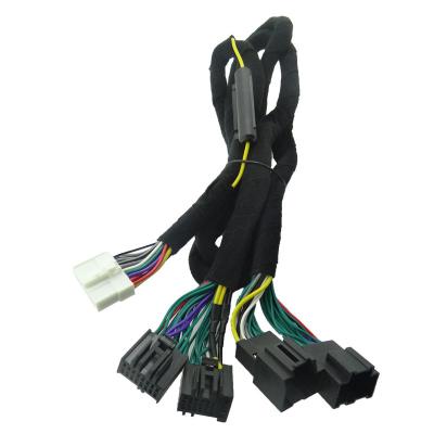 China Black Automotive Electrical Wiring Harness 12V Multi Pins Vehicle Sound Cable for sale
