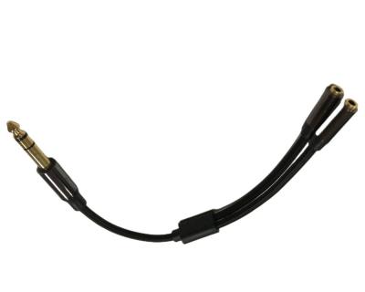 China 1 / 4 Inch Headphone Splitter Cable Assembly 2 Female To 1 Male Audio Cable for sale
