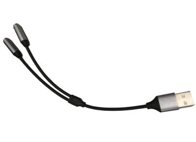 China Arnês de fio eletrônico OEM Um USB para dois Adaptador Jack de fones de ouvido de 3,5 mm à venda