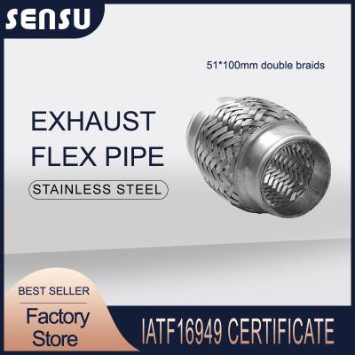 China 50*100mm Double Braids Flexible Automotive Exhaust Pipe High Durability for sale