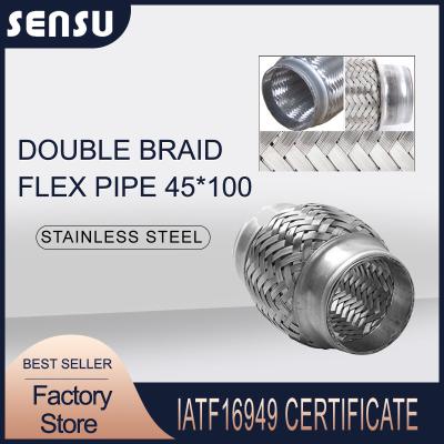 China IATF 16949 Universal Exhaust Flex Joint 45mm Flexible Exhaust Pipe SS201 Braided for sale