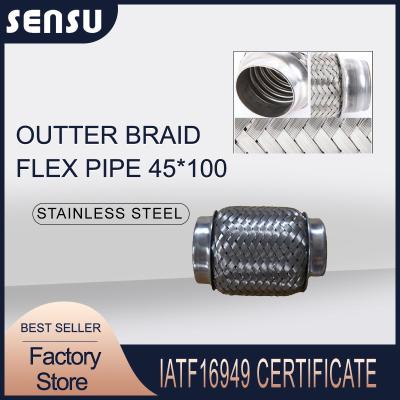 China Wire Braided SS201 Flexible Exhaust Pipe Connector 45*100mm  IATF16949 Certified for sale