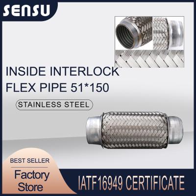 China 51*150mm Wire Braid Flexible Automotive Exhaust Pipe Inside Interlock for sale