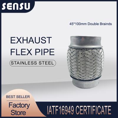 China 45X100mm Double Braids Exhaust Flexible Pipe Stainless for sale