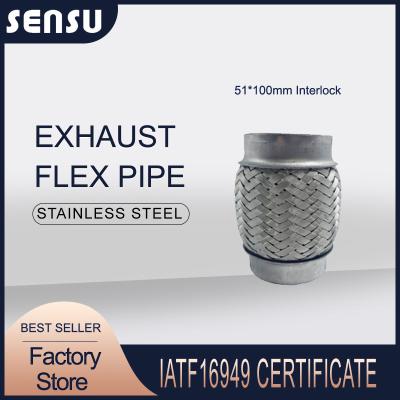 China 51x100mm Stainless Steel Flexible Exhaust Pipe With Interlock for sale