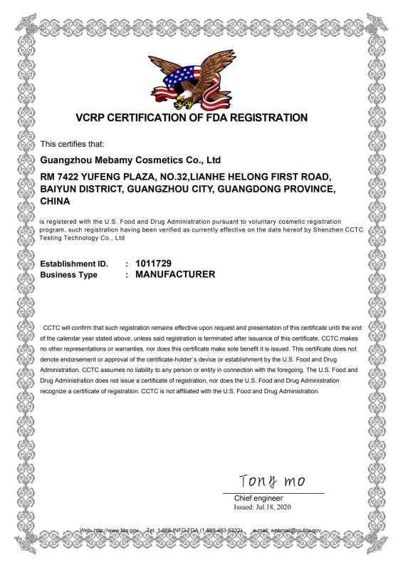 FDA - Guangzhou Mebamy Cosmetics Co., Ltd