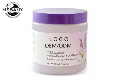 China Dead Salt Whitening Body Scrub Invigorate Skin With Lavender Essential Oil for sale
