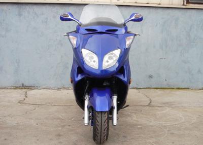 Chine Scooter adulte bleu de gaz de deux phares, scooteur 150cc avec le vrai cuir de 2 sièges à vendre