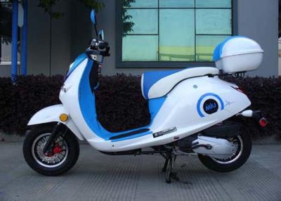 Chine Mini scooter blanc/bleu du vélo 50cc avec deux miroirs de vue arrière/boîtes d'arrière à vendre