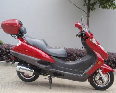 China Autoped van het twee Koplampen de Blauwe Volwassen Gas, 150cc-Scooter met 2 Zetels Echt Leer Te koop