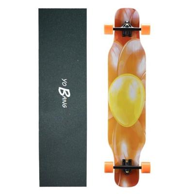China China manufacturer 40inch 8 Layers Chinese Maple Wood Longboard With Orange Pu Wheel for sale