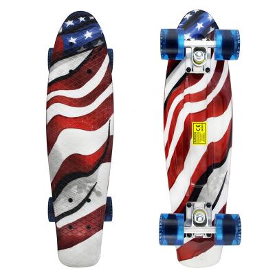 China 22inch Penny Complete Skateboards With USA Flag Print White Aluminum Trucks for sale