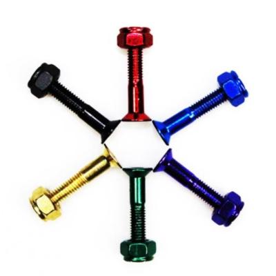 China 25mm Skateboard Multi Tool Kit Of 9pcs Colored Mounting Bolts For Skateboard for sale