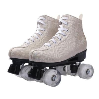 China Flashing Four Wheels Quad Roller Skate With Snake Leather For Men Women for sale