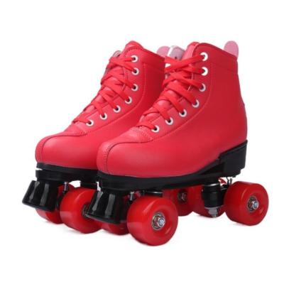 China Brilliant Lightning PU Leather Outdoor Roller Skate Women'S Red Roller Skates for sale