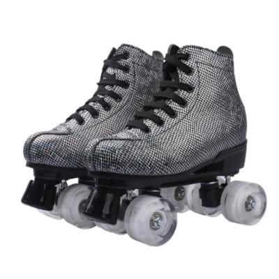 China OEM Snakeskin Pattern Leather Best Led Roller Skates For Adults for sale