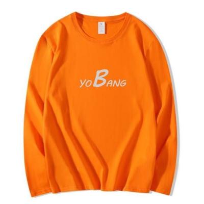 Chine Habillement orange de planche à roulettes de T-shirt de longue douille avec l'encolure ras du cou lourde de coton pur à vendre