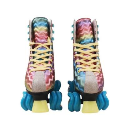 China Colorful Ripple Design Kids Quad Roller Skate For Girls Women for sale