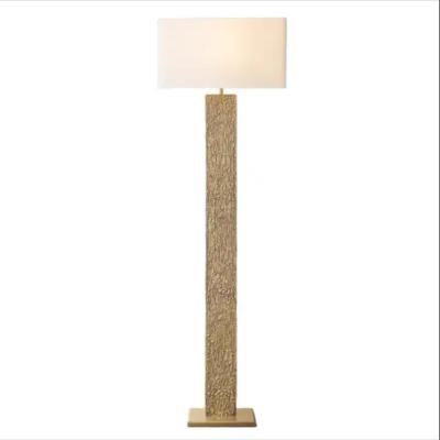 China OEM Fabic Shade Dimmable Brass Standing Floor Lamp AC 85-265V for sale