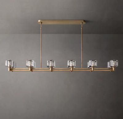 China Brass Linear Chandelier Dining Room Modern LED Foyer Lights 60W for sale