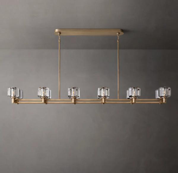 Quality Brass Linear Chandelier Dining Room Modern LED Foyer Lights 60W for sale