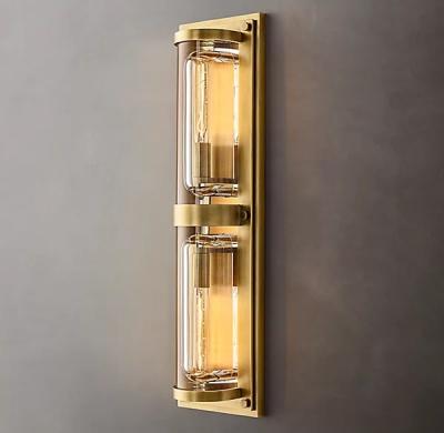 China Lámparas de pared decorativas de vidrio K9 Dos Sconce de pared de cristal de oro de 40W en venta