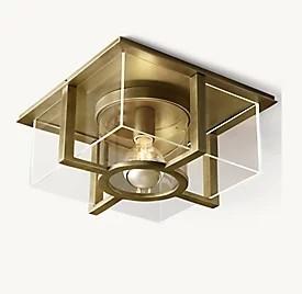 China Inner Cylindrical Shade Brass Ceiling Light Flush Mount 40w for sale