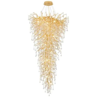China Incandescent Bulb Brass Crystal Chandelier Ceiling Light Hardwired for sale