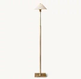 China Ivory Linen Slope Shade Modern LED Tripod Floor Lamp Adjustable Height for sale