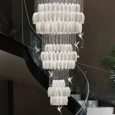 China Crystal Glass Luxury Staircase Chandelier Lighting Solution for sale