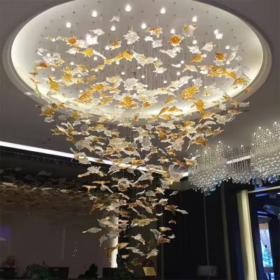 China LED Light Source Crystal Glass Project Chandeliers For Lobby for sale
