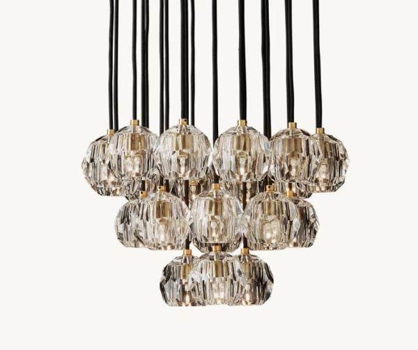 Quality Boule De Cristal Clear Glass Round Cluster Custom Made Chandelier 30'' With for sale