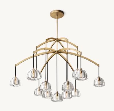 China Polished Brass Crystal Contemporary Ceiling Chandeliers Hardwired for sale