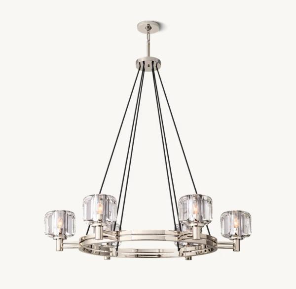 Quality Hardwired Modern Linear Brass Ceiling Chandelier E12 / Candelabra Bulb Base for sale