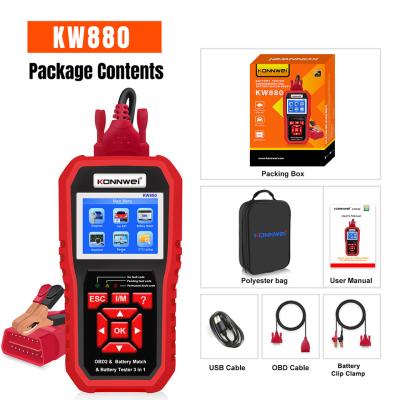 China KONNWEI KW880 Battery Tester Support Diagnostic & Car Battery Tester & Car Battery Match 3 In 1 for sale