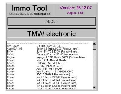 China IMMO TOOL V26.12.2007, Automotive Diagnostic Software To Repair ECUs, Immobilisers for sale