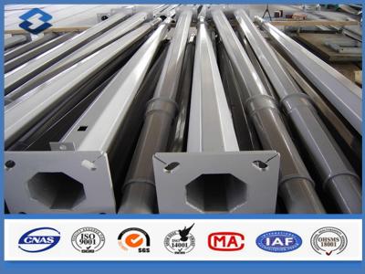 China Octagonal Zinc Galvanized Lighting Steel Pole with Base Plate and Single Arm for sale