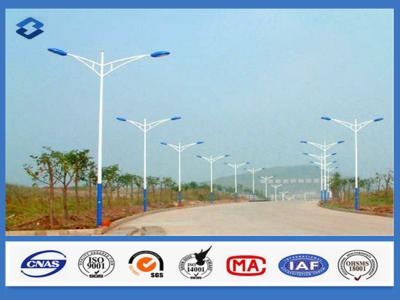 China Blue Powder Coated Highway Light Steel Pole 12m once forming without slip joint for sale
